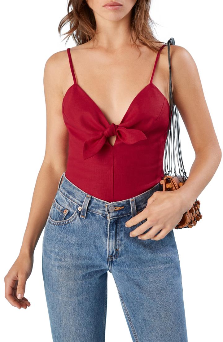 Women's Reformation Strawberry Linen Tank - Red