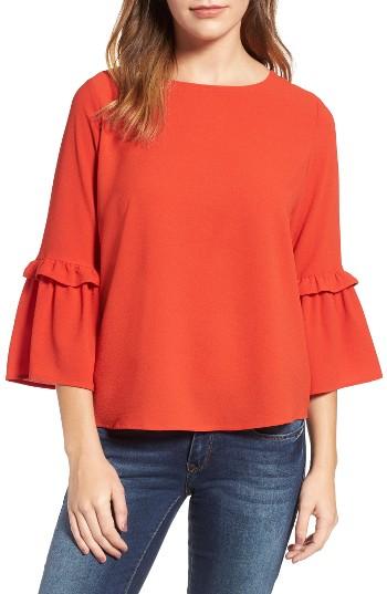 Women's Gibson Ruffle Sleeve Top - Red