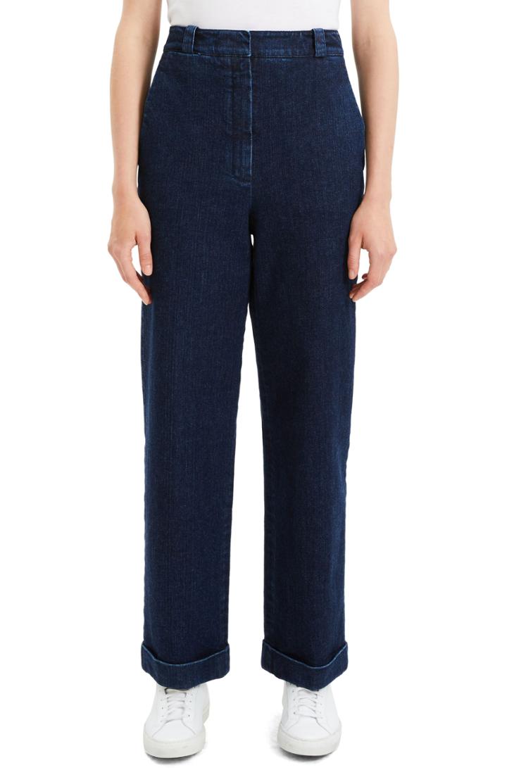 Women's Theory Cuff Straight Leg Denim Pants - Blue