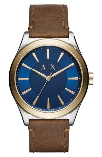 Men's Ax Armani Exchange Nico Two-tone Leather Strap Watch, 44mm