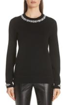 Women's Michael Kors Embellished Cashmere & Cotton Blend Sweater - Black