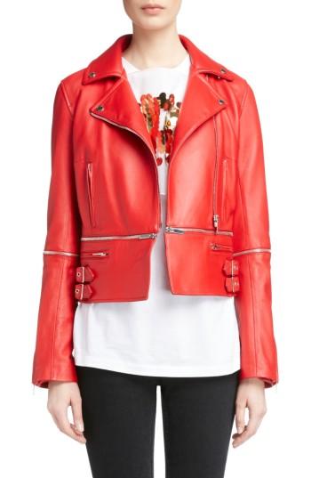Women's Christopher Kane Zip Off Leather Biker Jacket