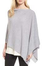 Petite Women's Eileen Fisher Fine Merino Wool Links Poncho, Size - Grey