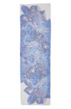Women's St. John Collection Lotus Blossom Print Silk Scarf, Size - Blue