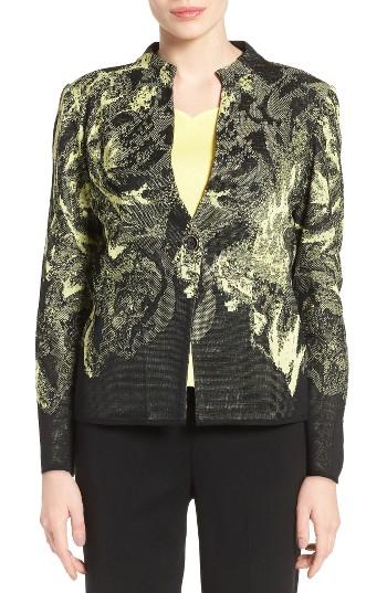 Women's Ming Wang Print Mandarin Collar Knit Jacket