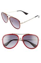 Women's Gucci 57mm Aviator Sunglasses - Glitter Red/ Blue
