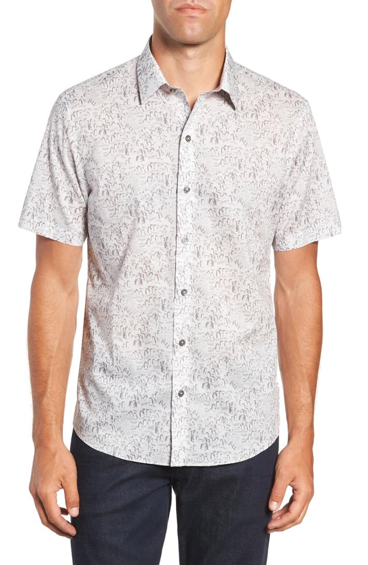 Men's Zachary Prell Burgess Fit Sport Shirt, Size Medium - Grey