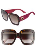 Women's Gucci 54mm Square Sunglasses - Havana/ Brown