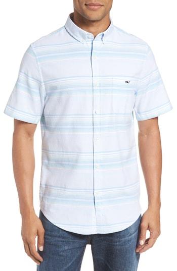 Men's Vineyard Vines Sand Piper Tucker Regular Fit Stripe Oxford Sport Shirt - Red