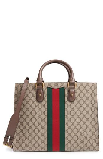 Men's Gucci Web Animalier Tote - Black