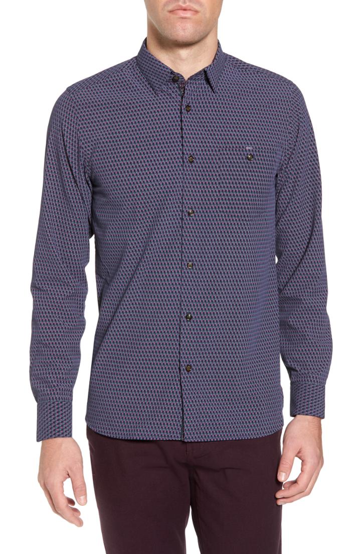 Men's Ted Baker London Wyne Slim Fit Polynosic Geo Print Sport Shirt