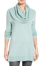 Women's Caslon Side Slit Cowl Neck Tunic, Size - Blue/green