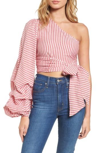 Women's L'academie Reckless One-shoulder Wrap Blouse - Red