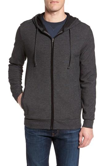 Men's Travis Mathew Snare Zip Front Hooded Cardigan - Black