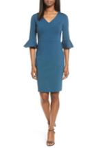 Women's Halogen Ruffle Sleeve Ponte Sheath Dress - Blue