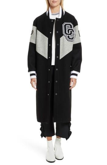 Women's Opening Ceremony Alpha Long Varsity Jacket - Black