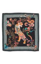Women's Etro Tiger Print Silk Scarf, Size - Black