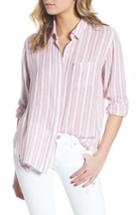Women's Rails Charli Stripe Linen Blend Shirt - Pink