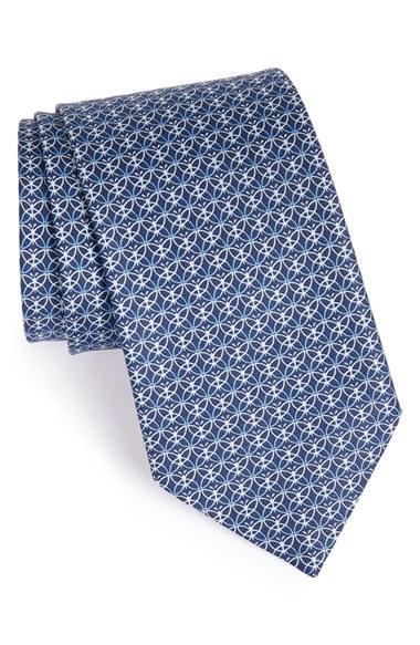 Men's Salvatore Ferragamo Print Silk Tie, Size - Blue