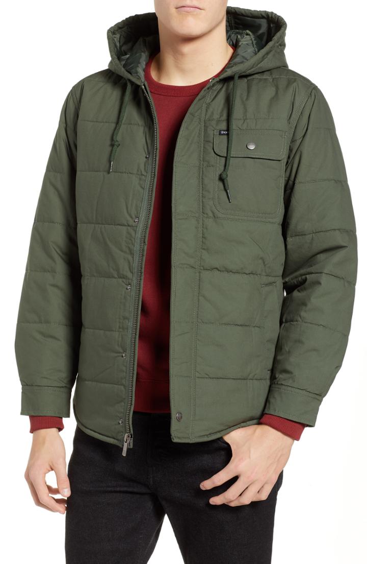 Men's Brixton Cass Hooded Quilted Water Repellent Cotton Jacket
