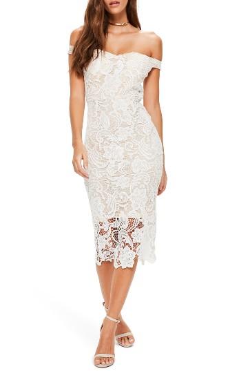 Women's Missguided Lace Bardot Dress Us / 6 Uk - White