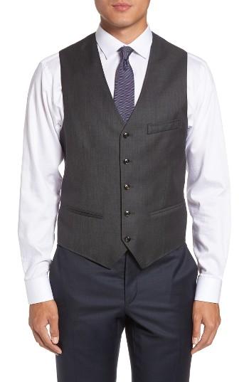 Men's Ted Baker London Troy Trim Fit Solid Wool Vest R - Grey