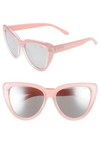 Women's Quay Australia Stray Cat 58mm Mirrored Cat Eye Sunglasses - Peach/ Gradual Flash Mirror