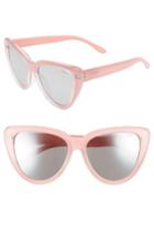 Women's Quay Australia Stray Cat 58mm Mirrored Cat Eye Sunglasses - Peach/ Gradual Flash Mirror