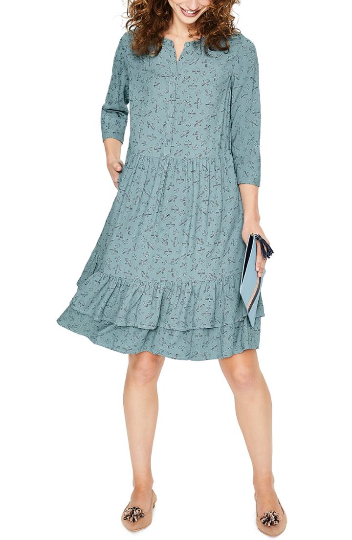 Women's Halogen Textured Elbow Sleeve Tunic Dress, Size - Grey