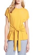 Women's Halogen Wrap Detail Stretch Knit Top, Size - Yellow