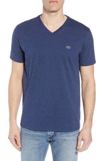 Men's Lacoste V-neck Cotton T-shirt (xxl) - Blue