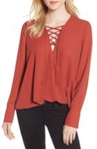 Women's Trouve Lace-up Top, Size - Red