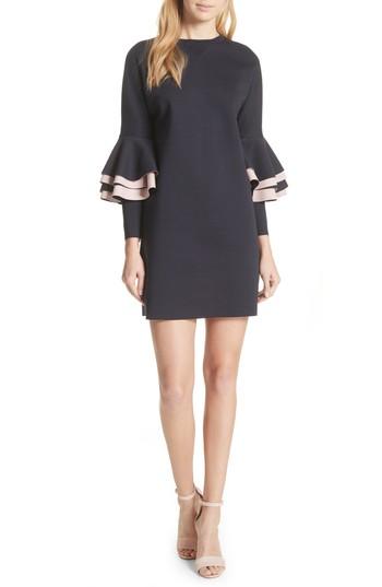 Women's Ted Baker London Chloae Frill Sleeve Sweatshirt Dress - Blue