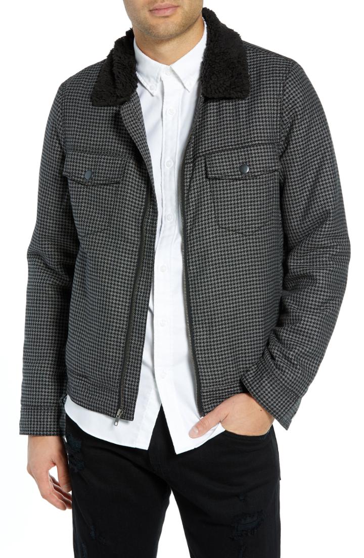 Men's The Rail Lined Houndstooth Trucker Jacket - Black