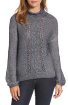 Women's Caslon Open Cable Knit Funnel Neck Sweater - Blue