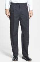 Men's Berle Self Sizer Waist Pleated Trousers X Unhemmed - Black