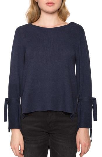 Women's Willow & Clay Tie Sleeve Sweater - Blue