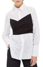 Women's Topshop Corset Wraparound Shirt Us (fits Like 0-2) - White