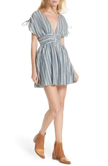 Women's Free People Roll The Dice Stripe Dress - Blue