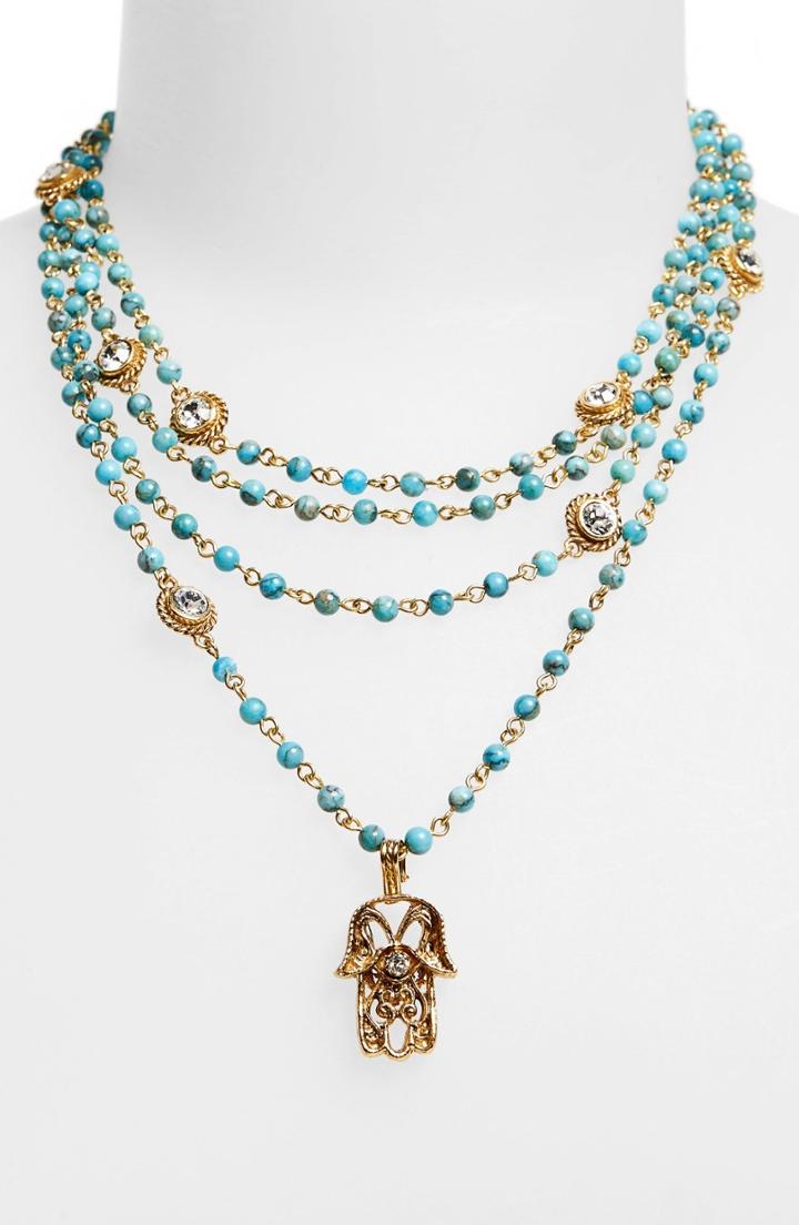 Women's Virgins Saints & Angels 'hamsa Magdalena' Turquoise Bead Rosary Necklace
