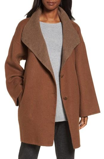 Women's Eileen Fisher Alpaca Blend Coat - Brown
