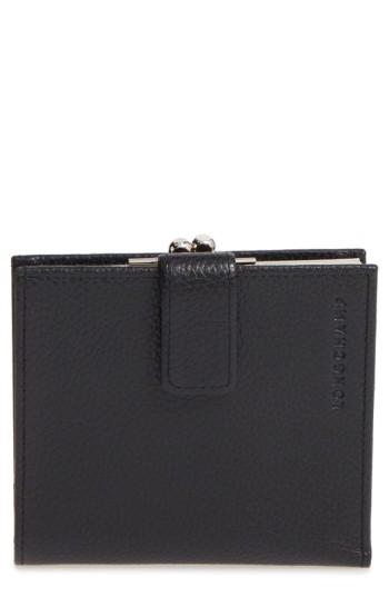Women's Longchamp 'le Foulonne' Pebbled Leather Wallet - Black