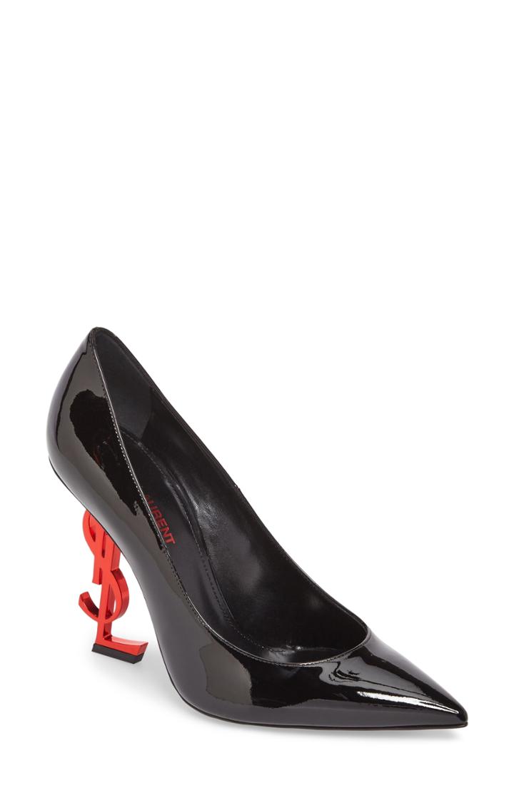 Women's Saint Laurent Opyum Ysl Pointy Toe Pump Us / 34eu - White