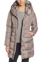 Women's French Connection Quilted Coat With Hood - Beige
