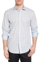 Men's Bugatchi Shaped Fit Impression Print Sport Shirt - Blue
