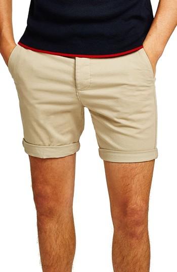 Men's Topman Skinny Fit Chino Shorts - Beige