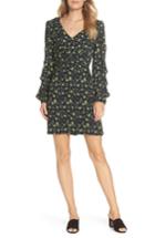 Women's Forest Lily Floral Ruffle Sleeve Dress - Black