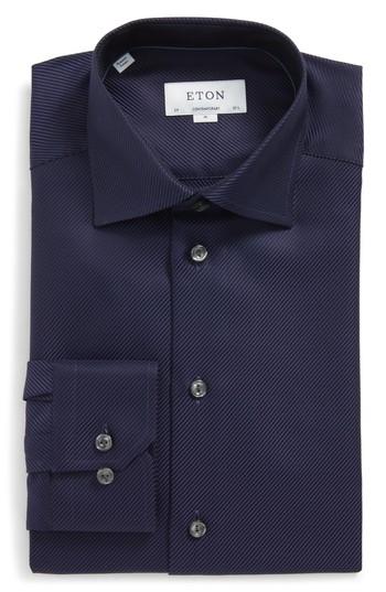 Men's Eton Contemporary Fit Houndstooth Dress Shirt .5 - Blue