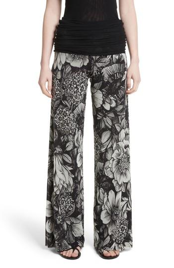Women's Fuzzi Print Tulle Wide Leg Pants - Black