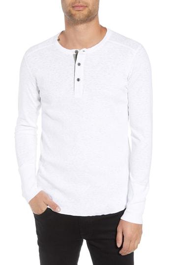 Men's Wings + Horns 'base' Long Sleeve Henley, Size - White